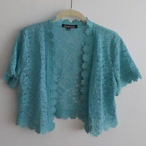 Chadwicks Vest - Lace Short Sleeve - Turquoise - Medium (613)